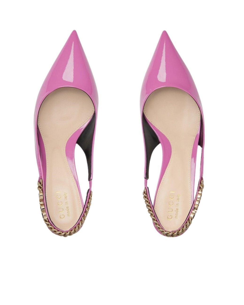 Gucci Pink Signoria Patent Leather Slingback Pumps