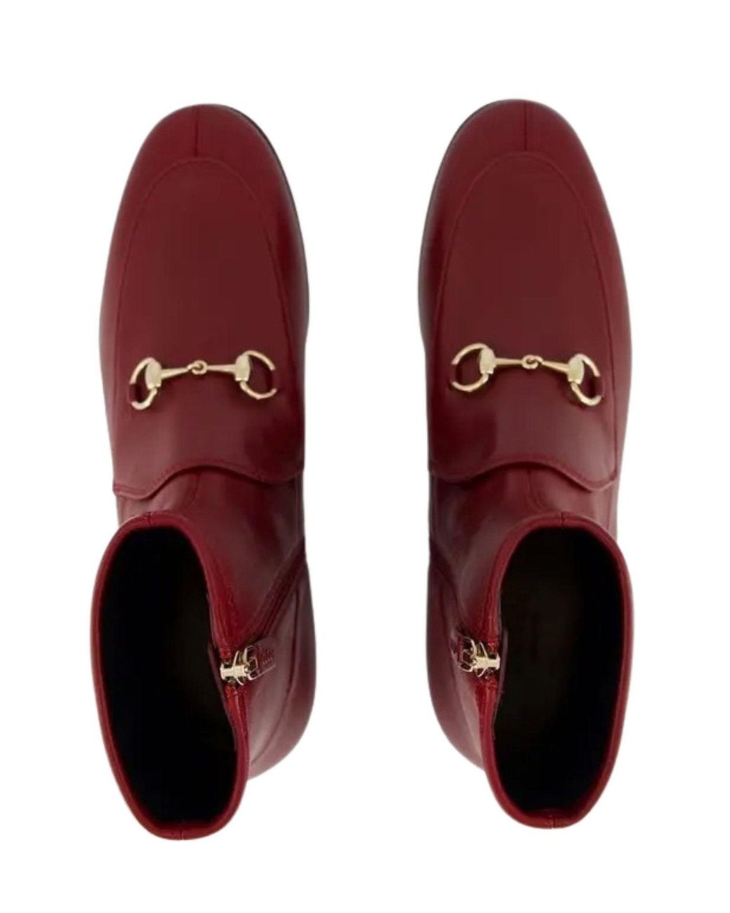 Gucci Red Jordaan Burgundy Leather Ankle Boots