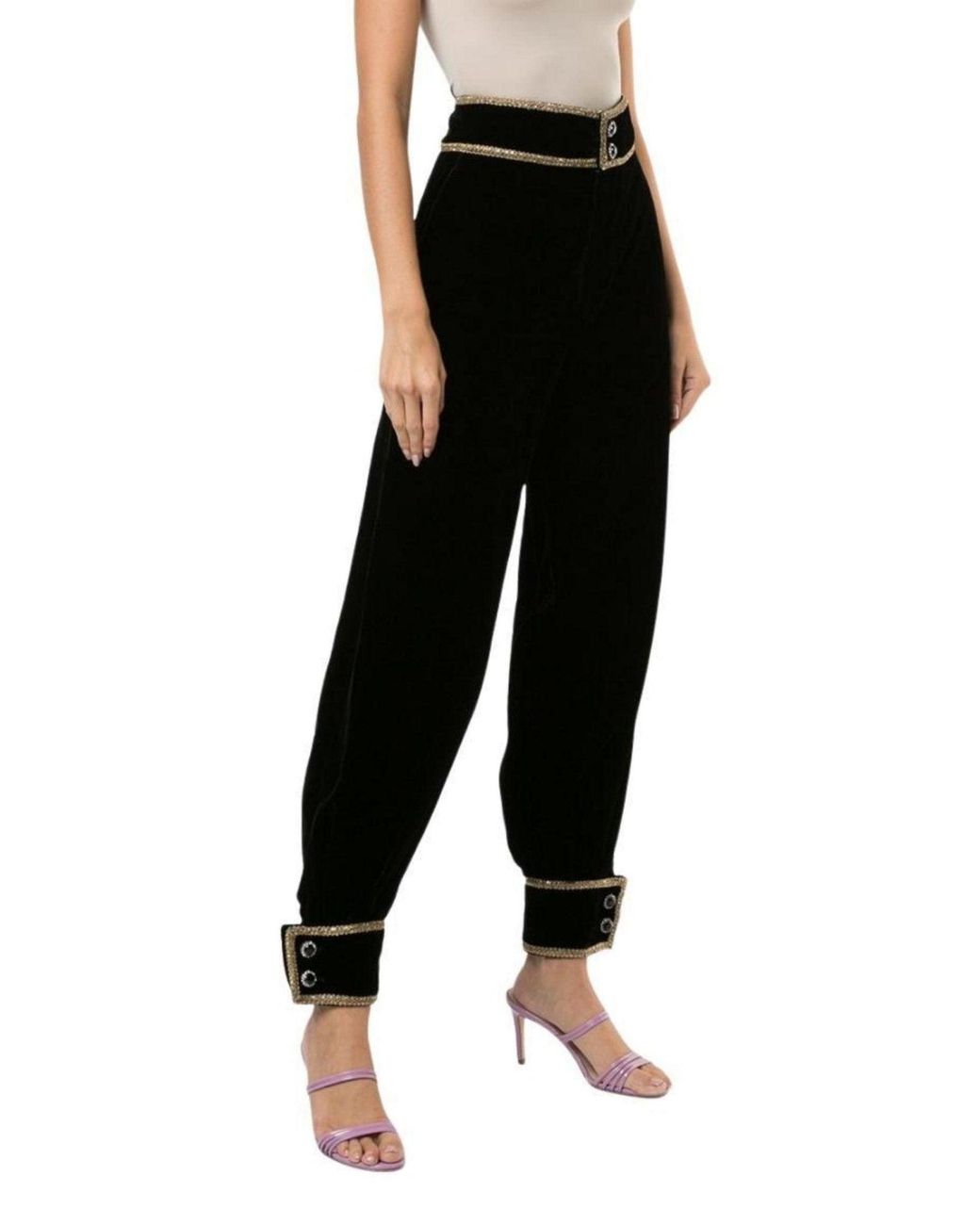 Gucci Black Jewel-embellished Cotton Trousers