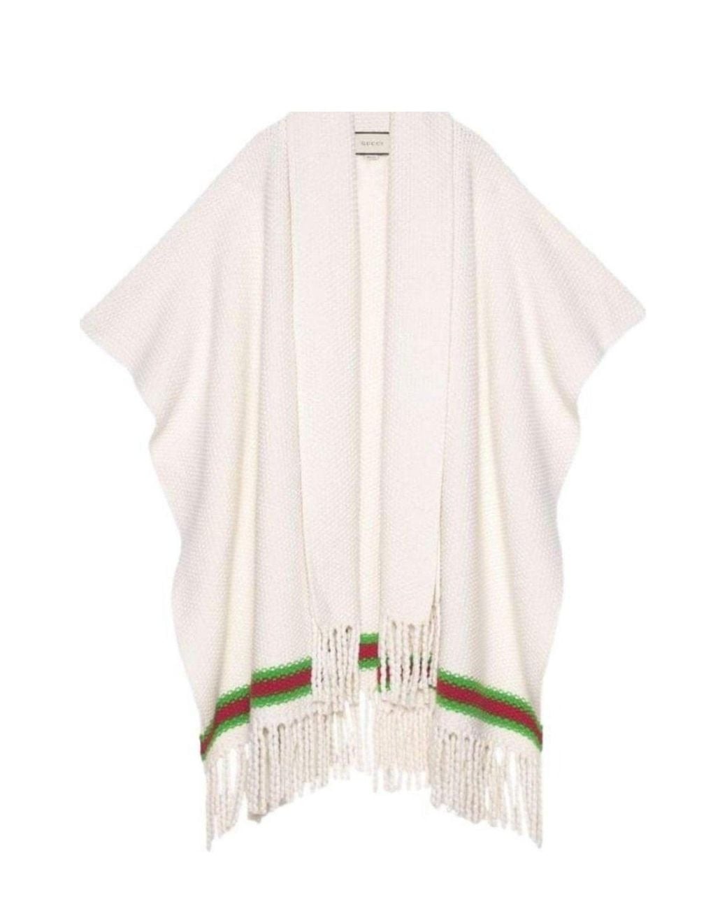 Gucci Natural Cape With Oversize Wool Scarf
