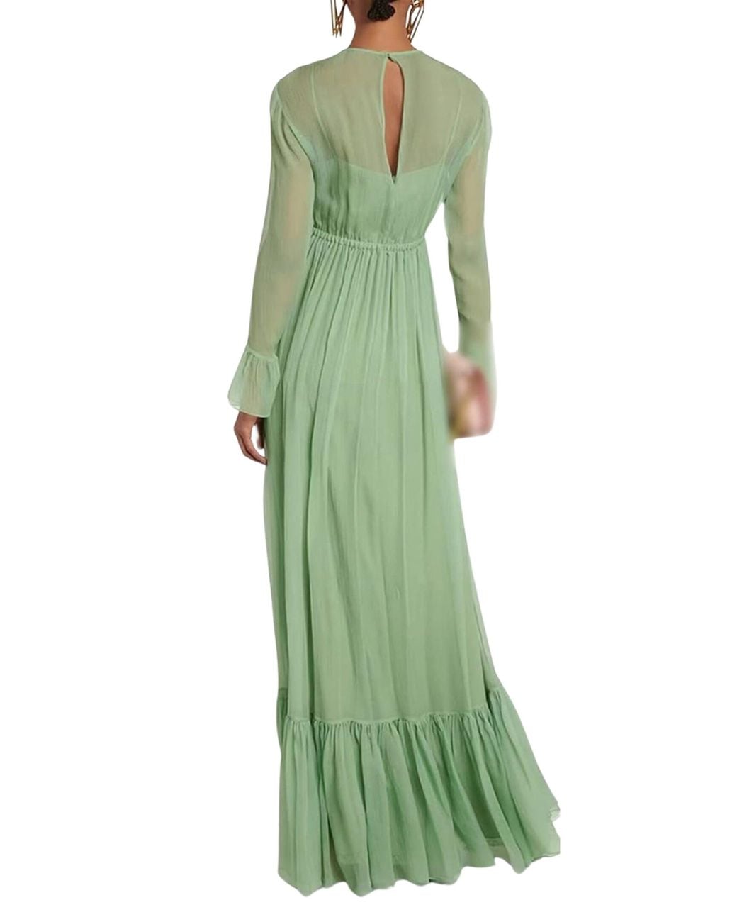 Gucci Green Chiffon Silk Dress | Lyst