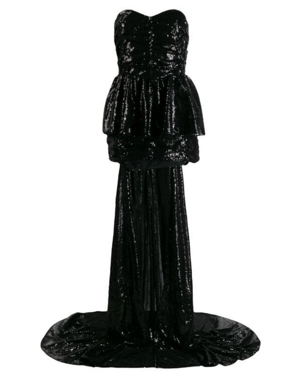 The Attico Black Sequinned Gown With Cape