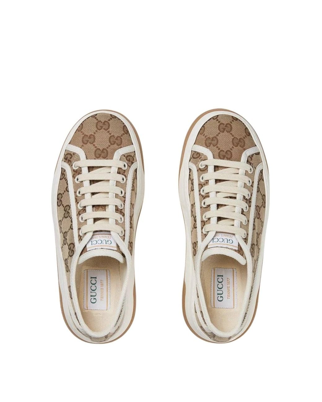 Gucci White GG Canvas Platform Sneaker In Beige