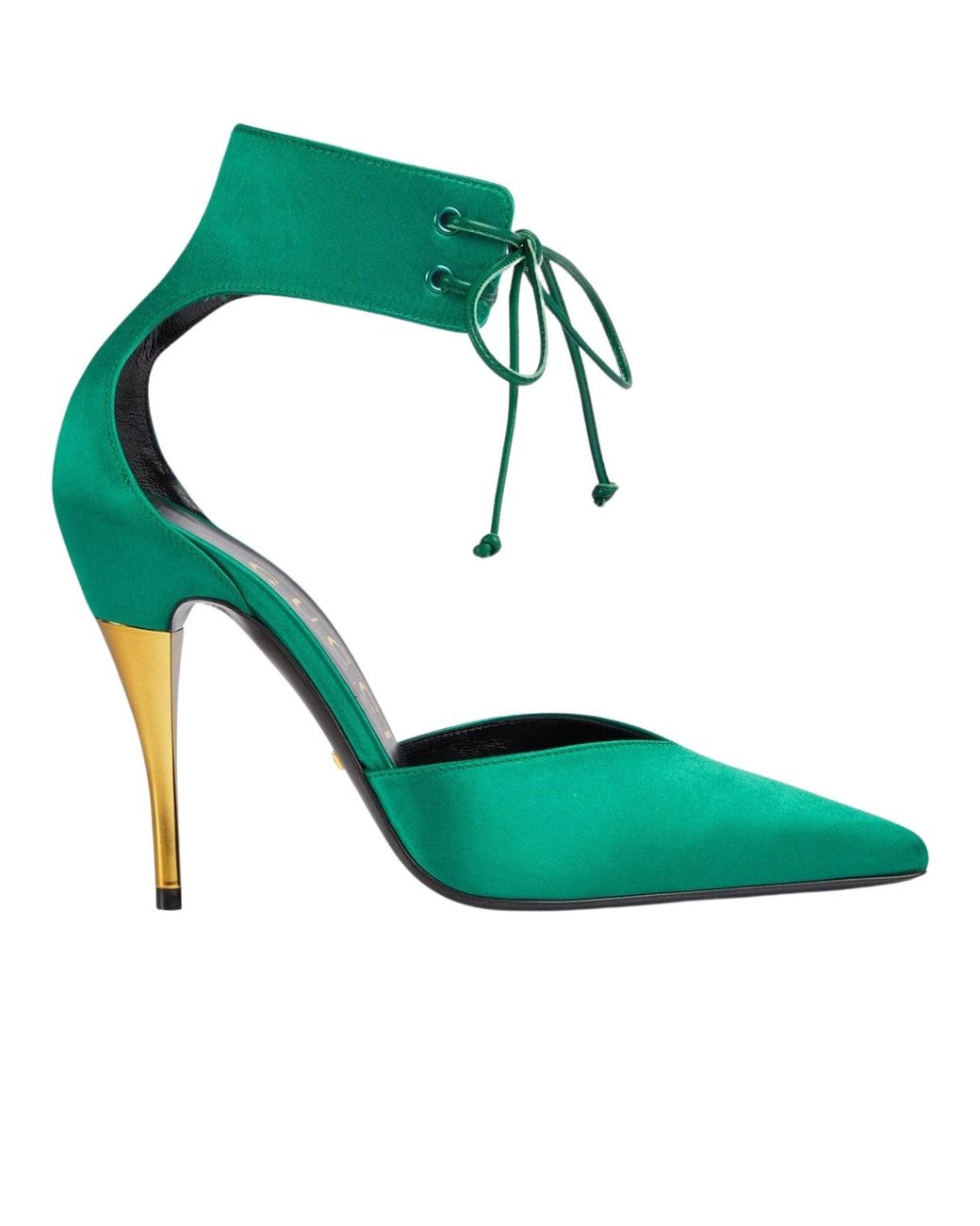 Gucci Lace-up Green Satin Pump Sandals