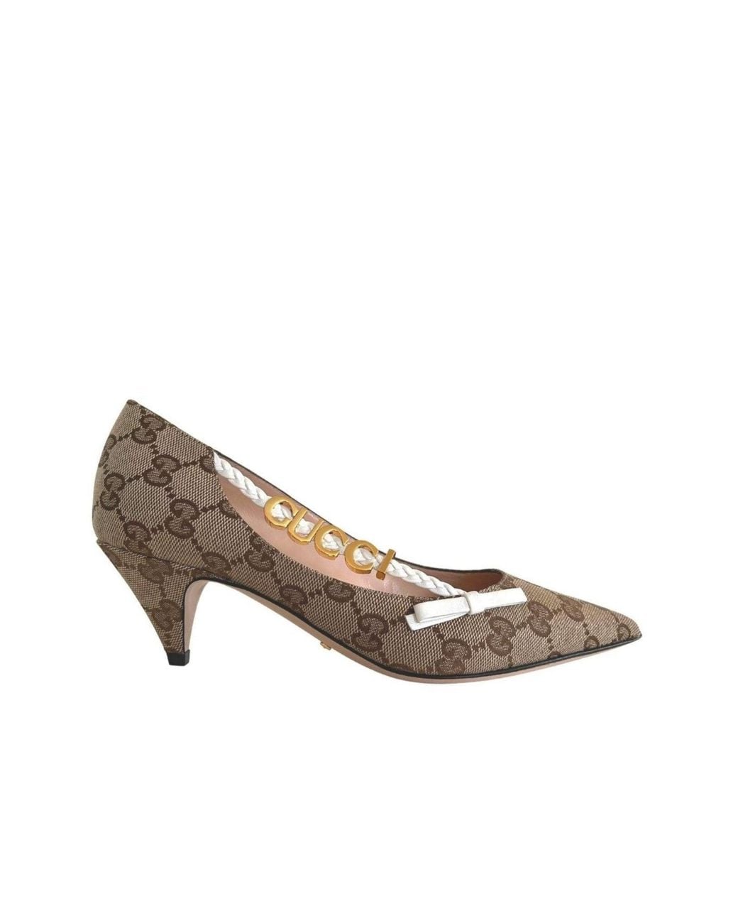 Gucci Brown Gg Supreme Low Heel Pumps