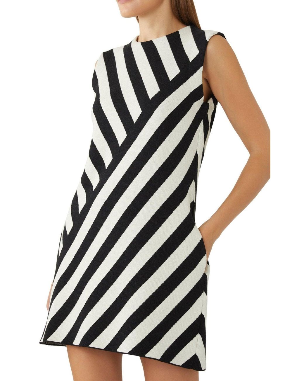 Gucci Black Striped Jacquard Sleeveless Dress
