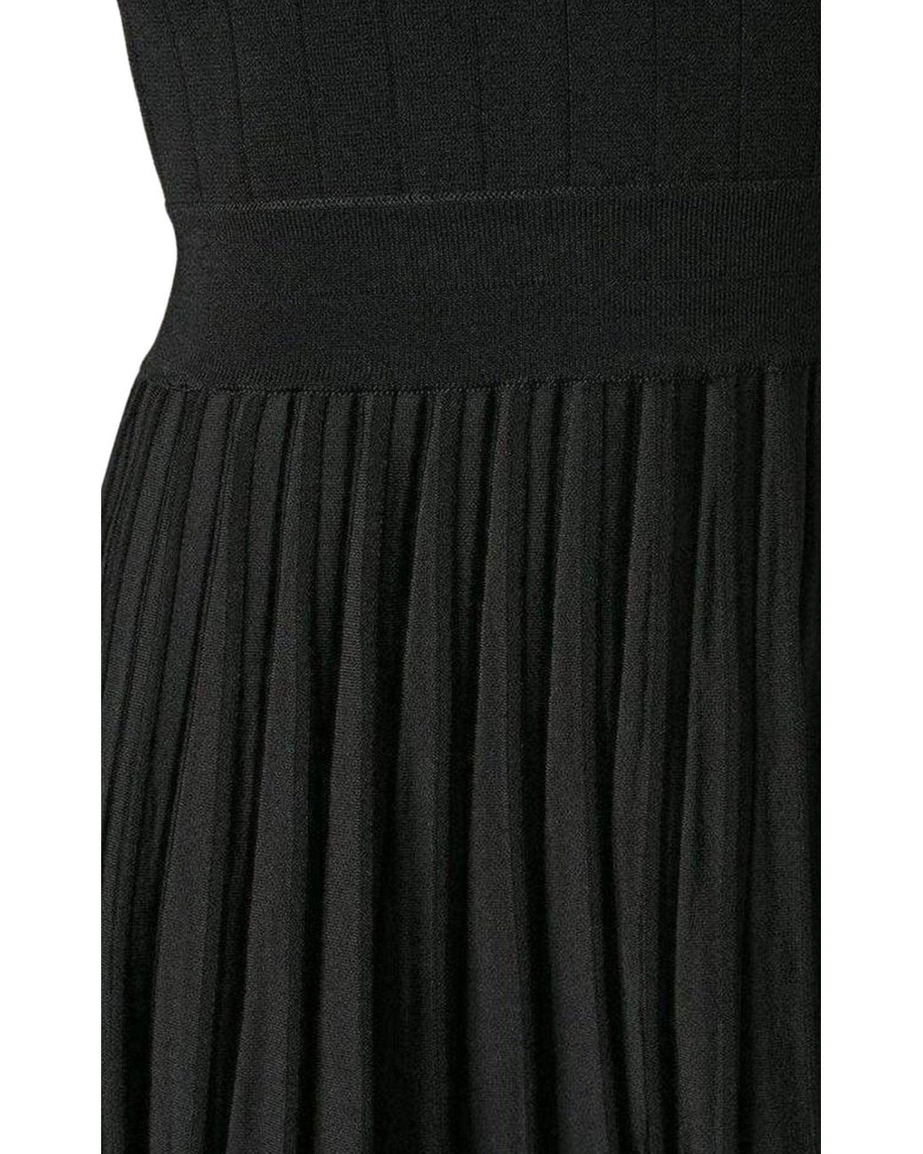 Balmain Black Ribbed Stretch Knit Mini Dress