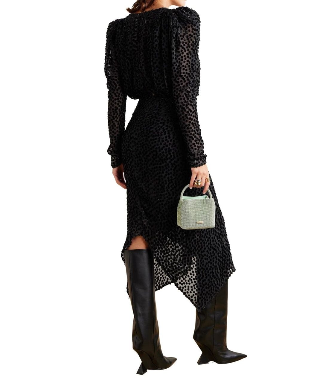 Isabel Marant Black Maray Metallic Printed Silk Midi Dress