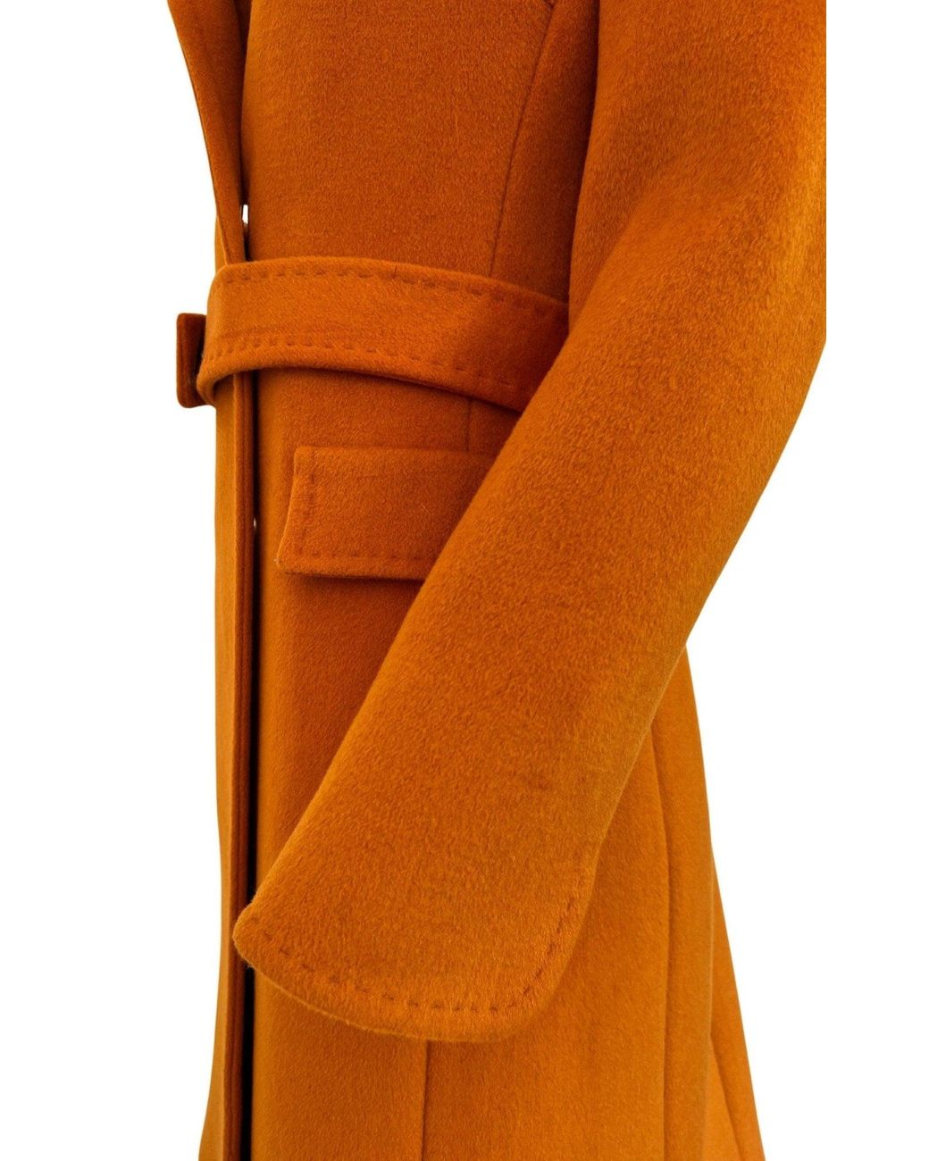 Cult Moda Orange Belted Wool Blend Coat