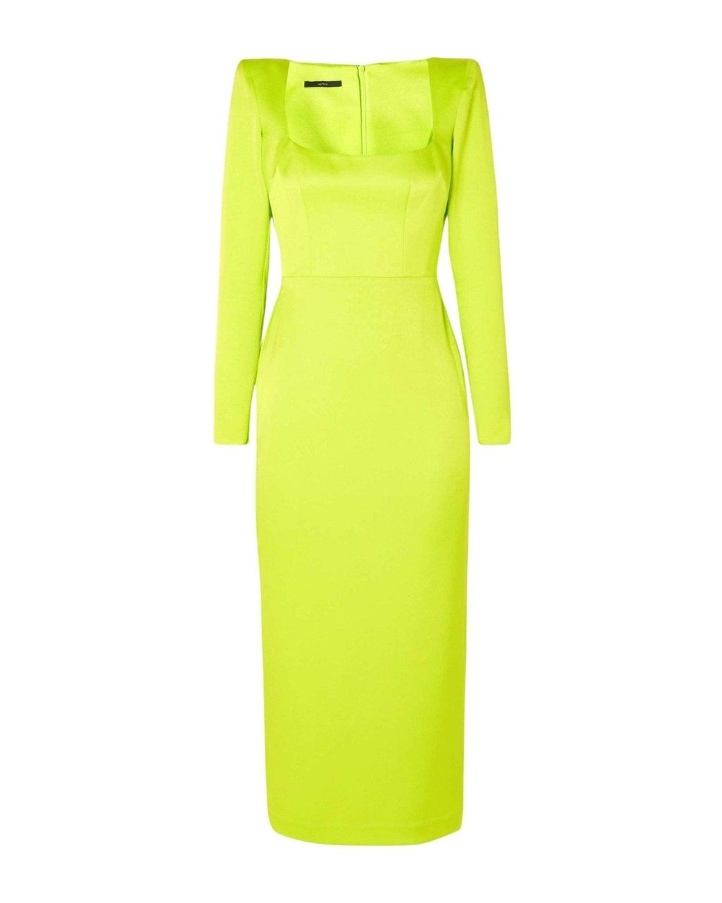 Alex Perry Yellow Manor Neon Chartreuse Strong-shoulder Midi Dress