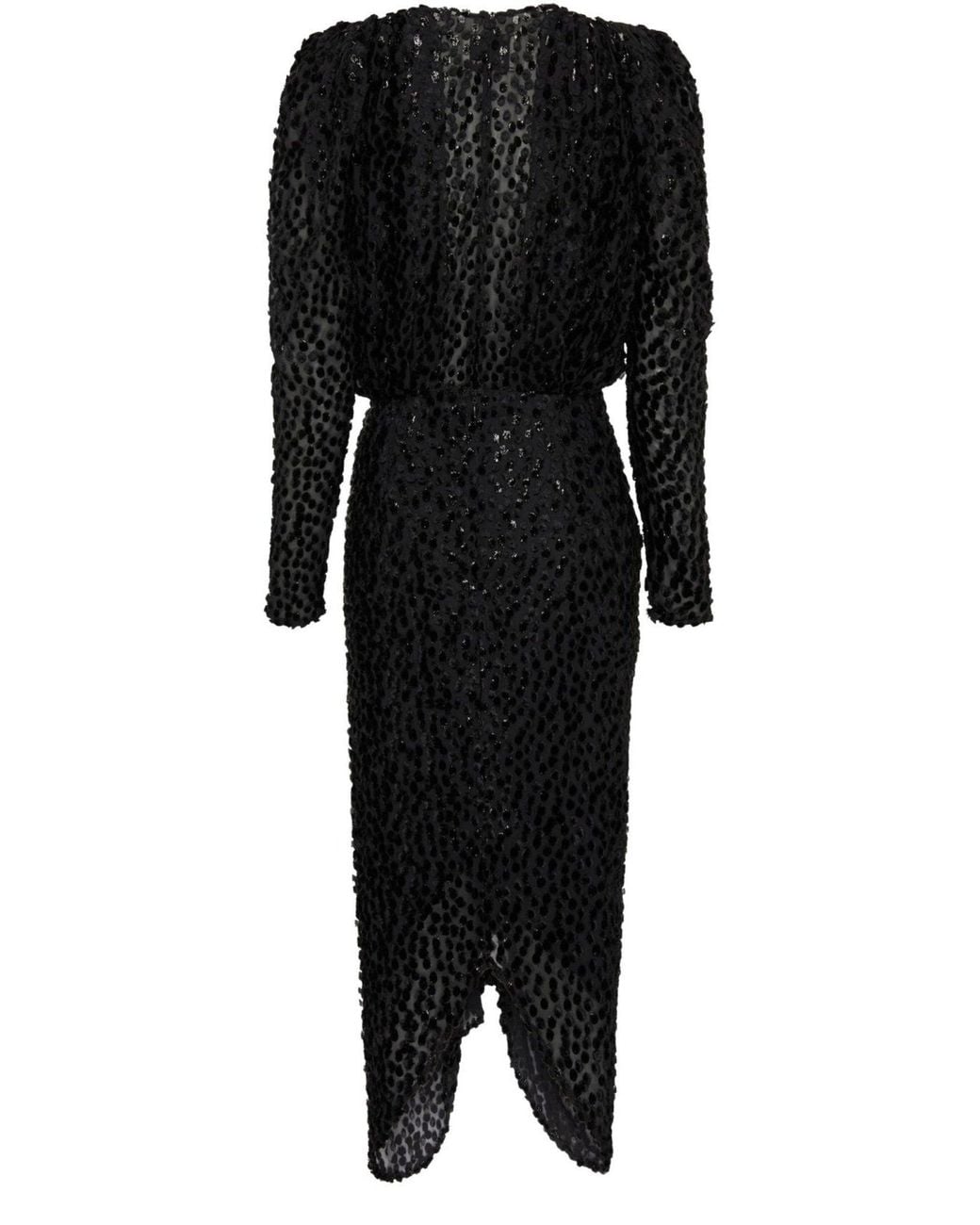 Isabel Marant Black Maray Metallic Printed Silk Midi Dress