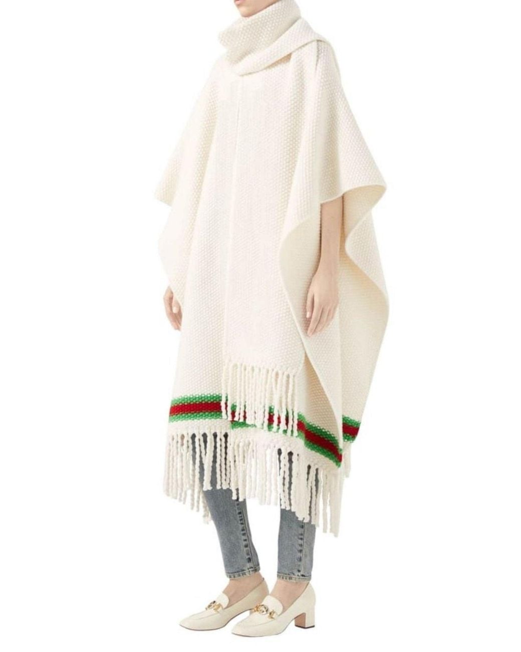 Gucci Natural Cape With Oversize Wool Scarf