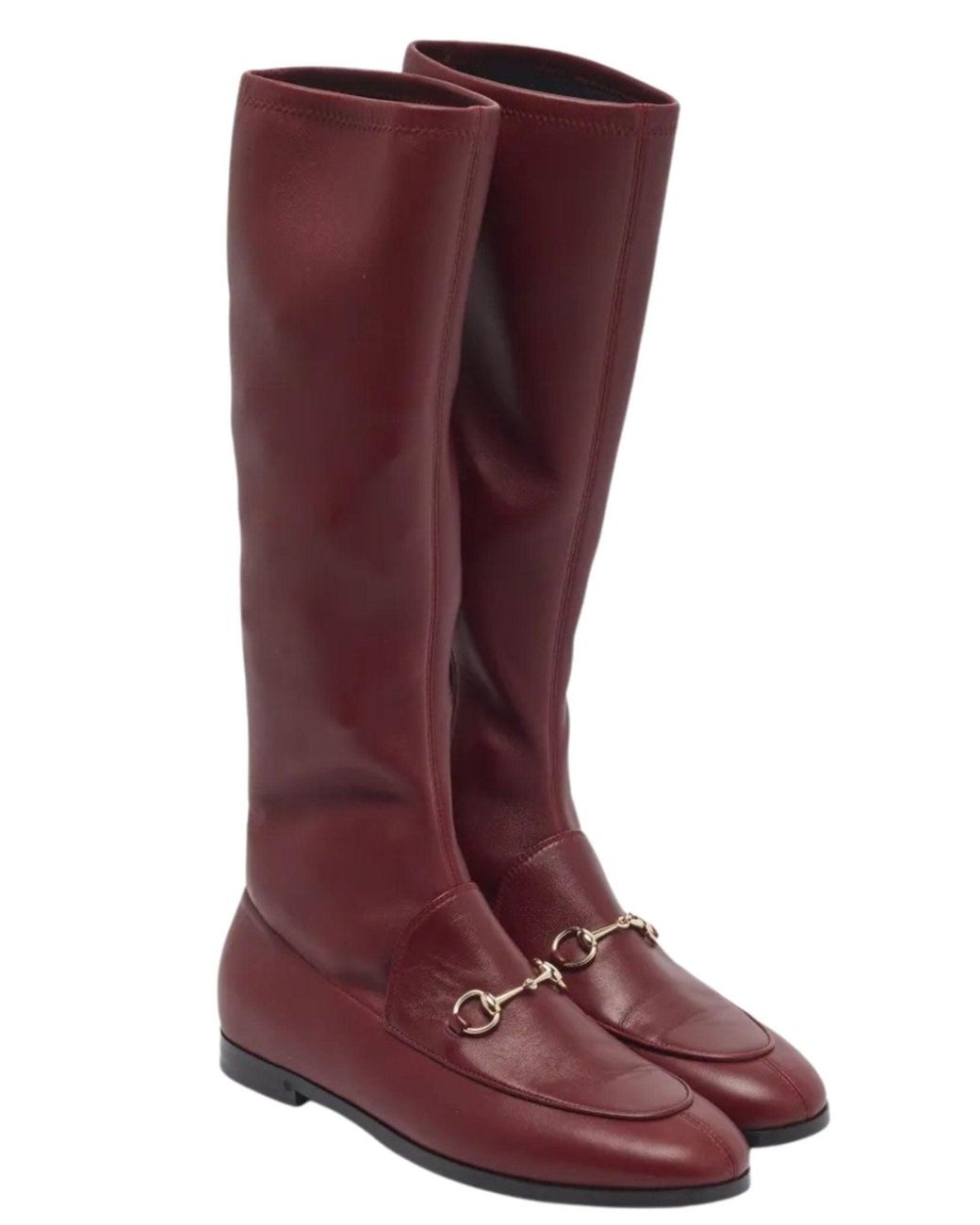Gucci Red Jordaan Burgundy Leather Knee-high Boots