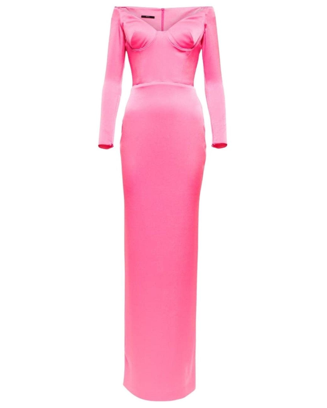 Alex Perry Lane Pink Satin-crepe Off-shoulder Gown