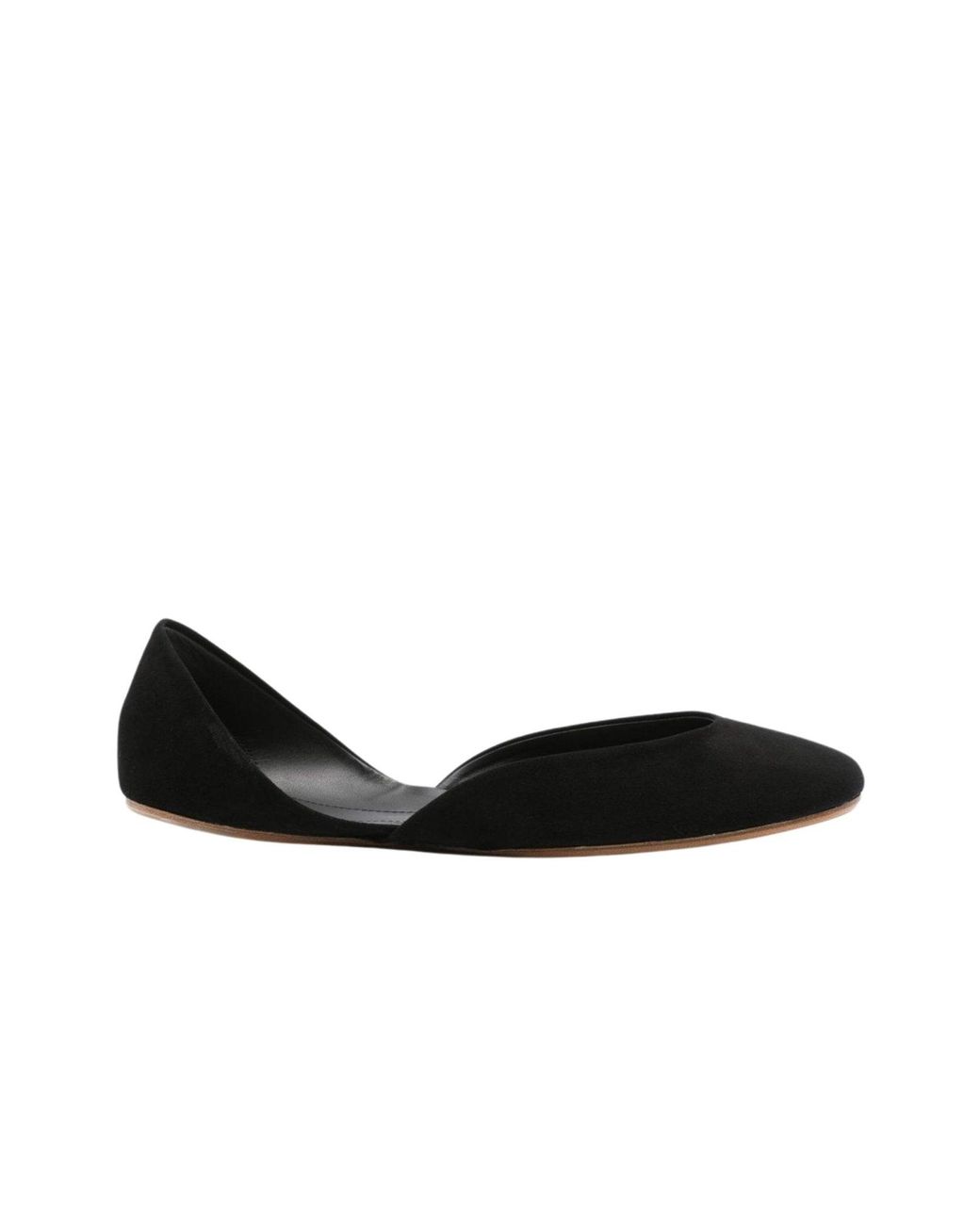 The Row Black Gemma Suede Ballet Flats