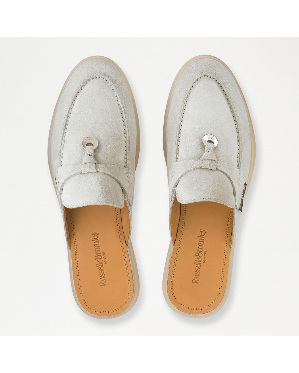 Russell \u0026 Bromley Ives Women's Beige Suede Backless Soft Loafers in Natural  | Lyst UK