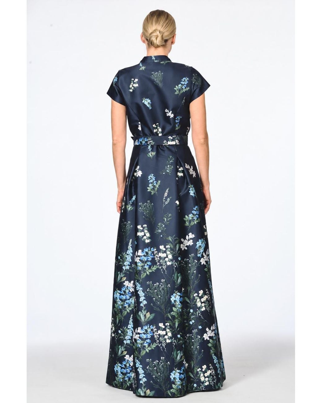 Sachin & Babi Marta Dark Floral Mikado Ball Gown in Blue | Lyst