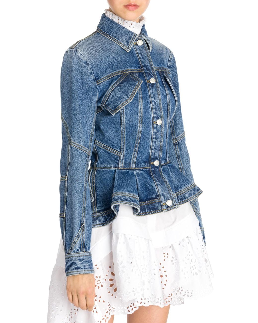 Alexander McQueen Peplum Denim Jacket 
