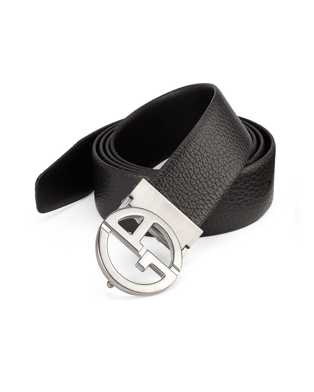 Emporio Armani Plate Leather Belt in Black for Men - Lyst