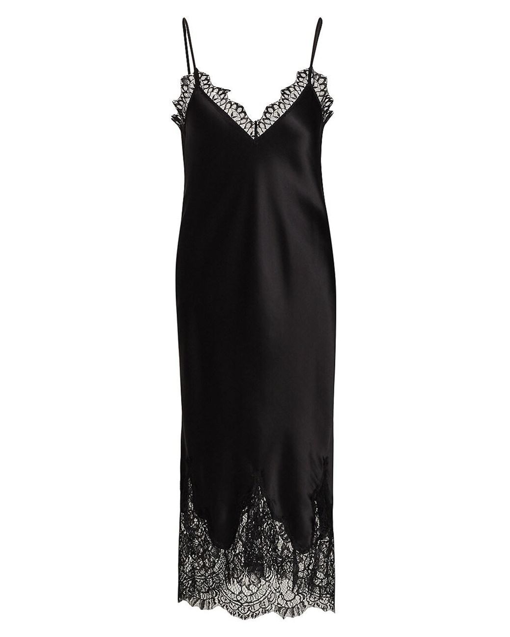 L'Agence Jodie Silk & Lace Slip Dress in Black | Lyst