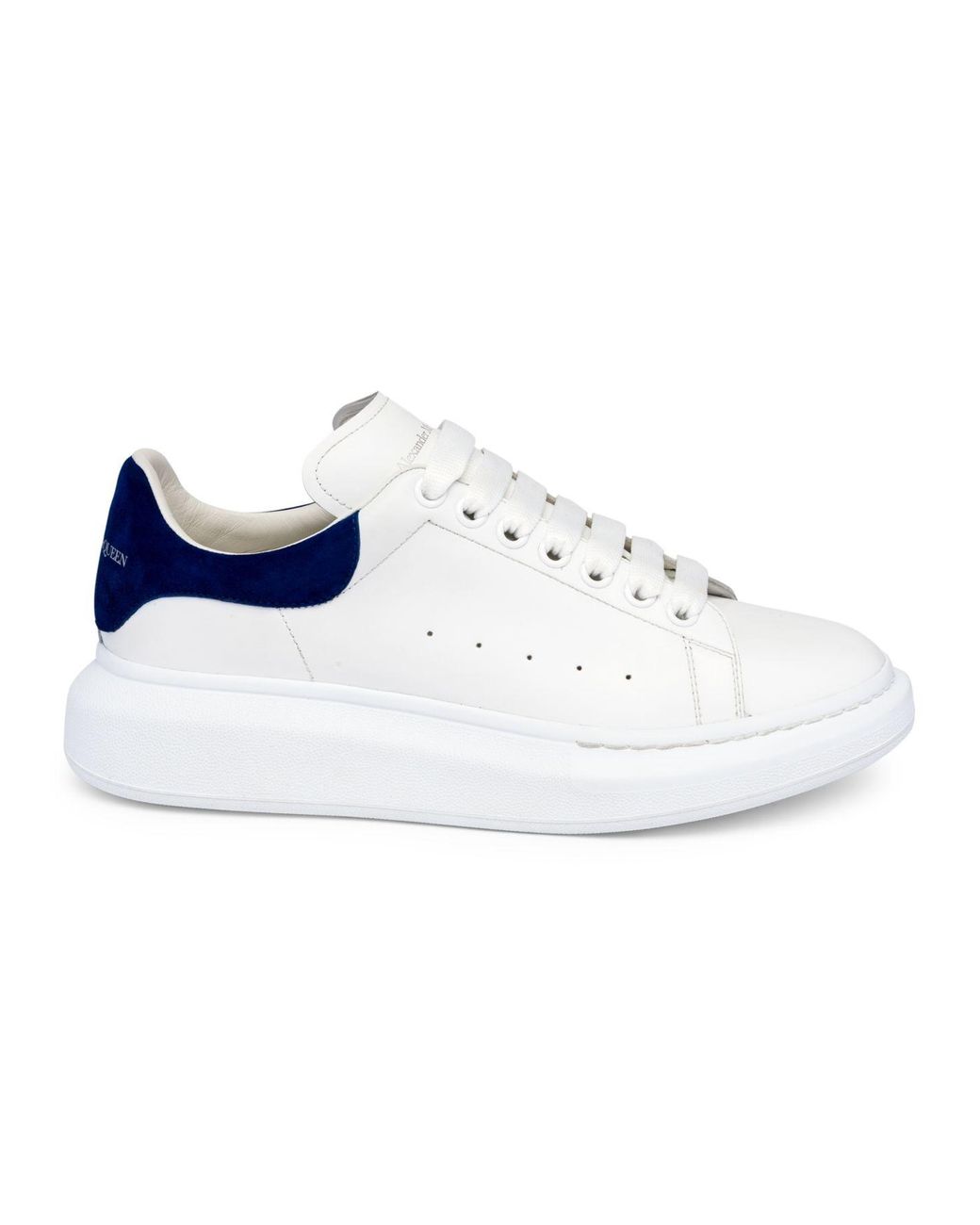 white and navy blue alexander mcqueen sneakers