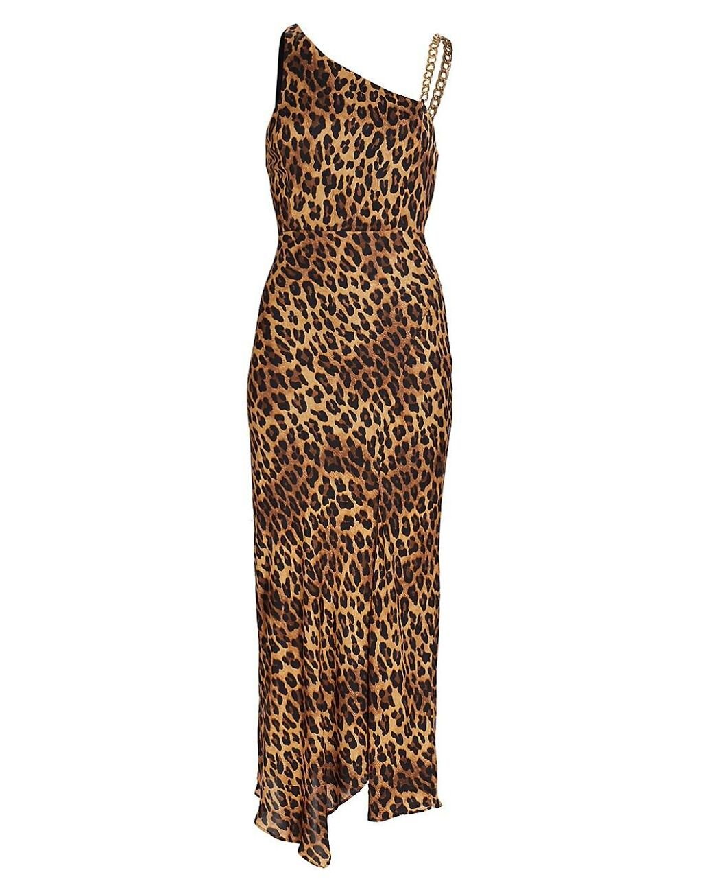 Alice + Olivia Synthetic Harmony Leopard-print One-shoulder Slip Dress ...