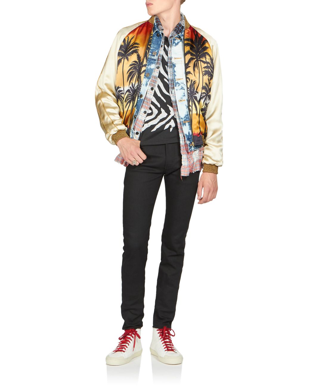 Saint Laurent Palm Print Bomber Jacket for Men | Lyst