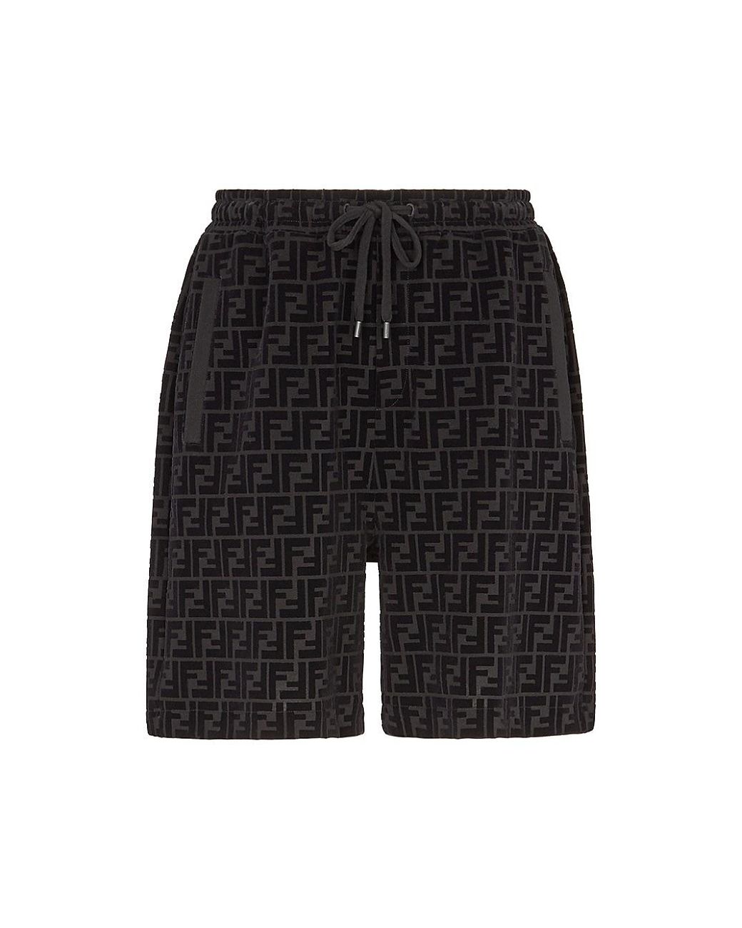 Fendi Cotton Ff Logo Bermuda Shorts in Nero (Black) for Men - Lyst