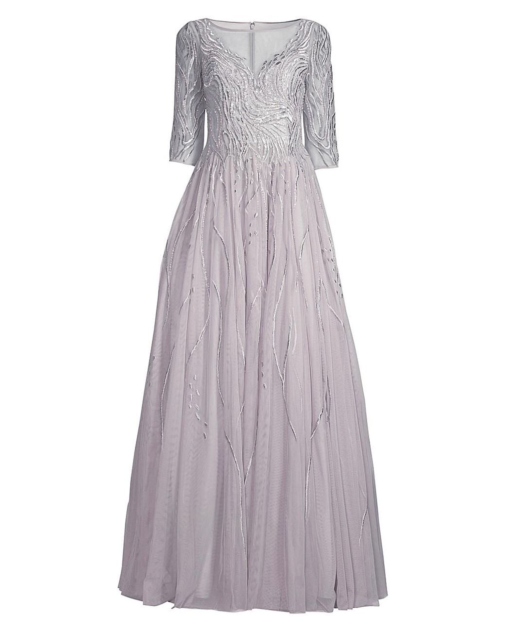 basix black label beaded illusion gown