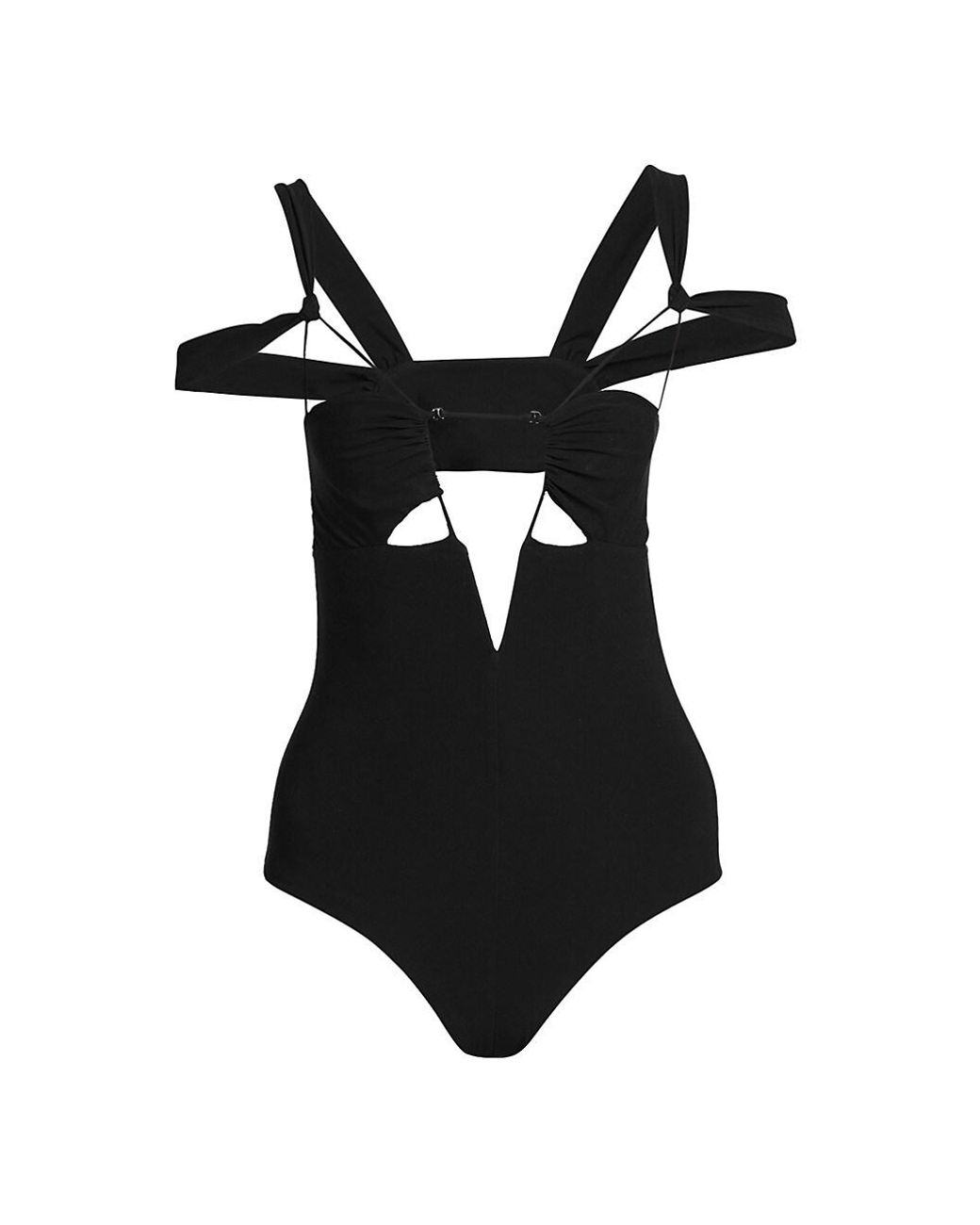 Nensi Dojaka Synthetic Draped Strappy Onepiece Swimsuit in Black Lyst