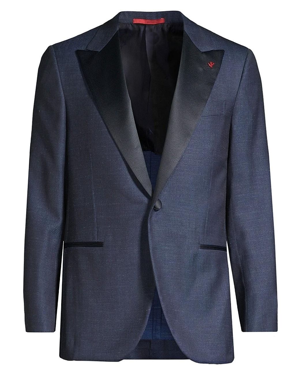 Isaia Solid Single-breasted Wool, Silk & Linen Dinner Jacket in Navy ...