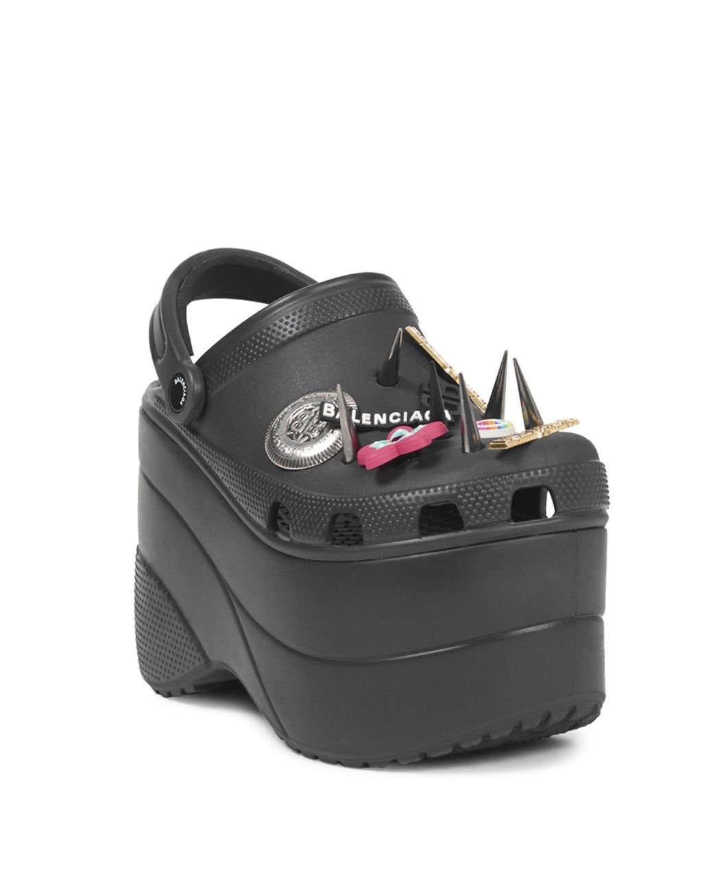 Balenciaga Black Foam Platform Crocs With Spikes | Lyst