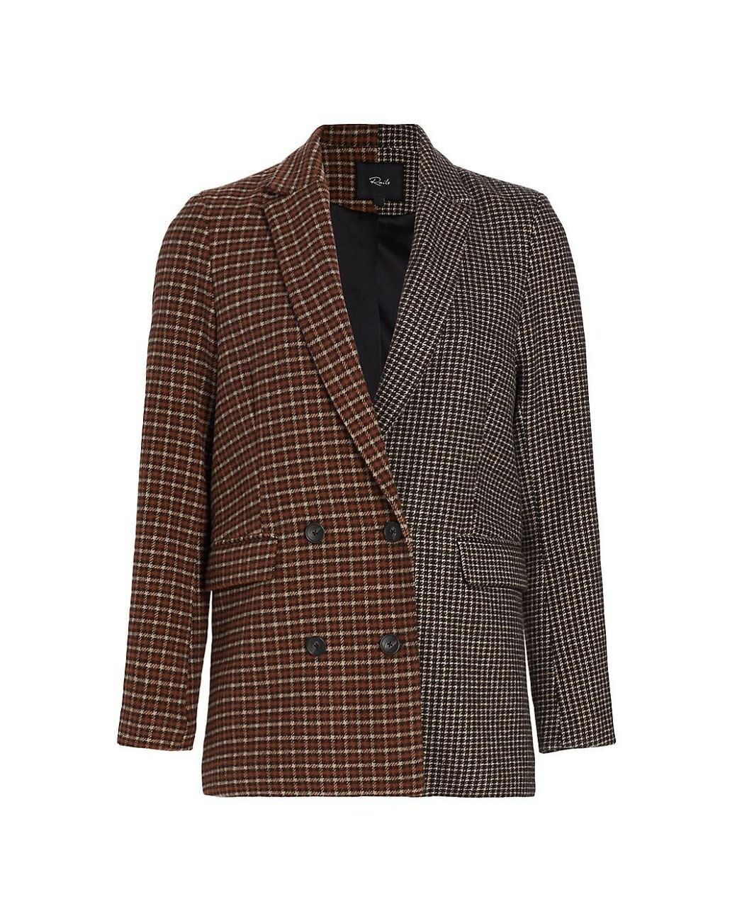 Rails Synthetic Cody Print-mixed Double-breasted Blazer in Brown | Lyst