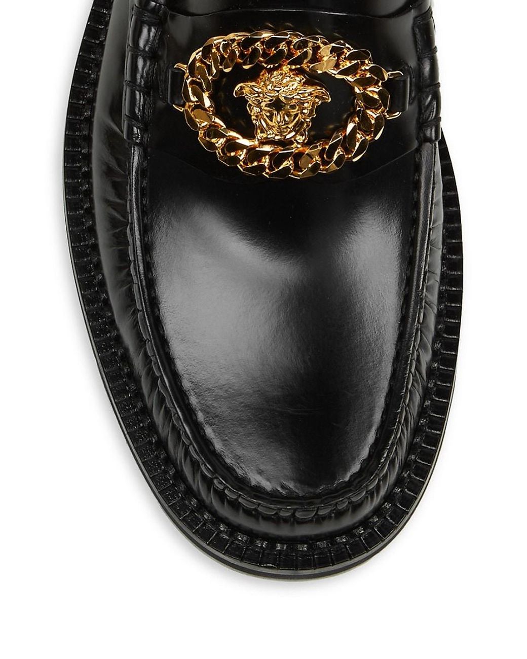 Versace Medusa Matte Leather Loafers in Black for Men | Lyst