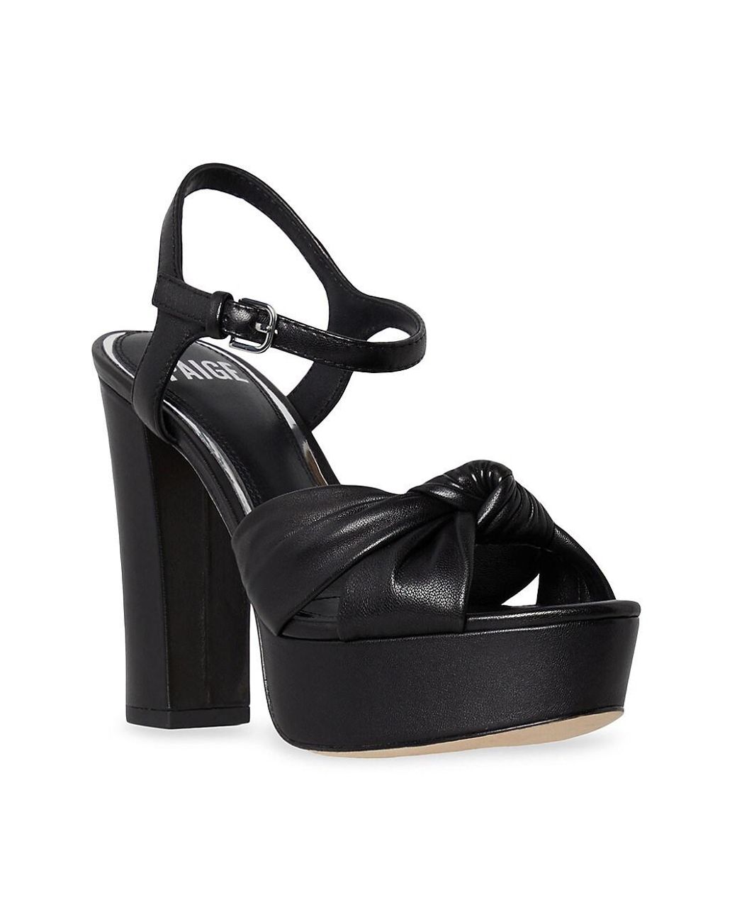 PAIGE Colbie Ankle Strap Leather Platform Sandals in Black Lyst