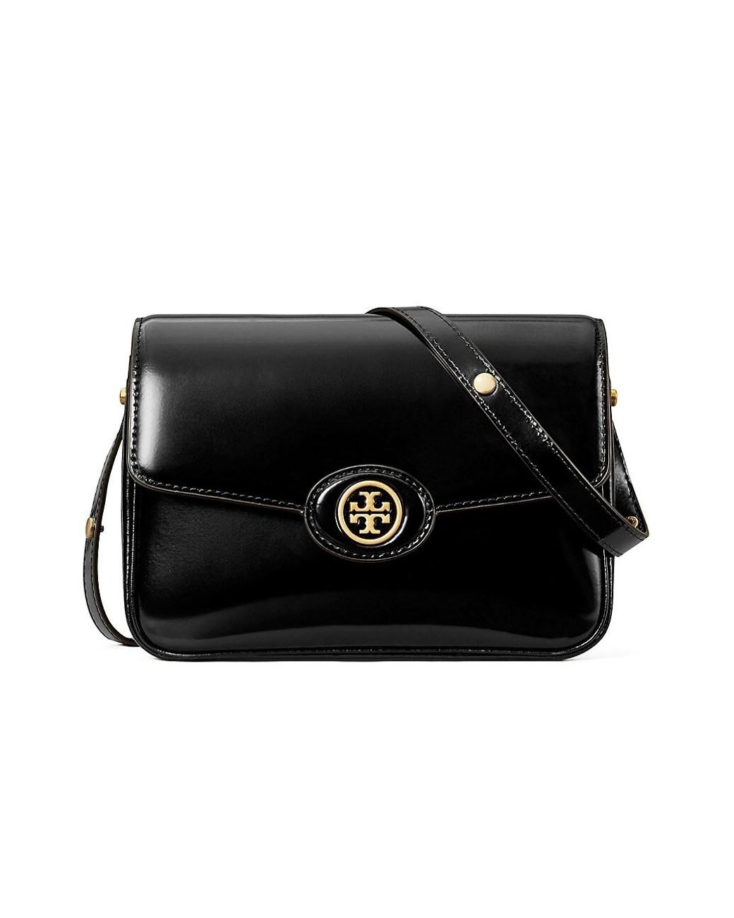 Tory Burch Robinson Spazzolato Leather Shoulder Bag in Black Lyst