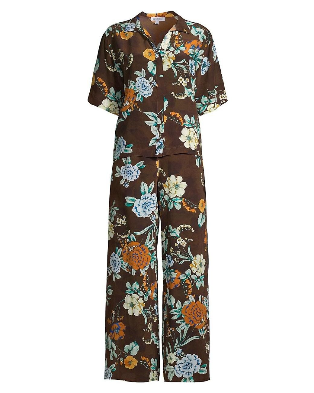 Johnny Was Brooklyn 2piece Printed Silk Pajama Set in Natural Lyst