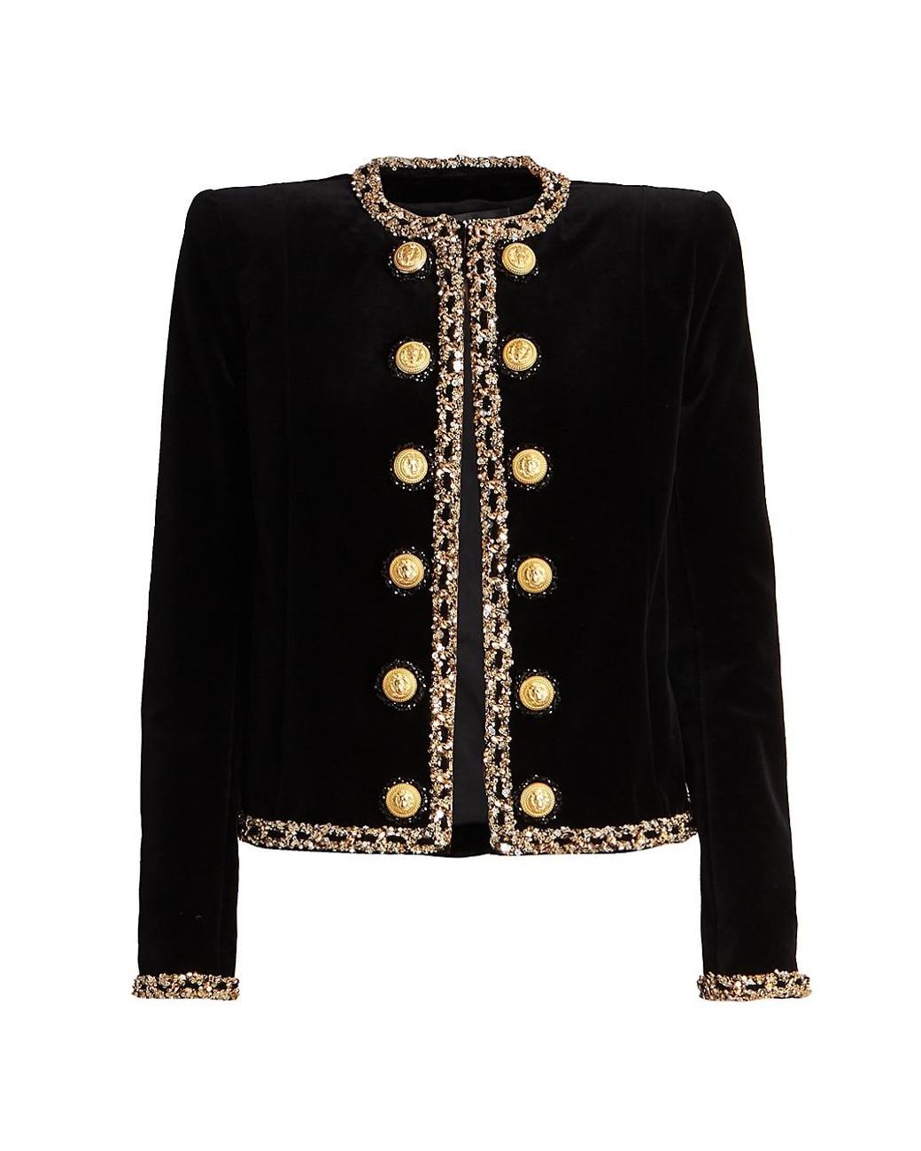 matrix disharmoni Arkæologiske Balmain Embellished Velvet Jacket in Black | Lyst