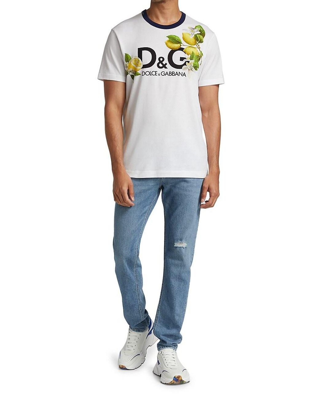 Dolce & Gabbana Lemon-print Logo T-shirt in White for Men | Lyst