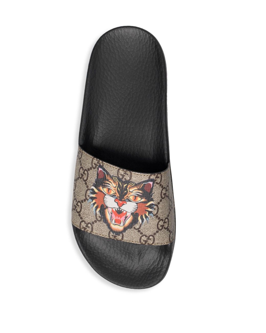 Somehow wipe out Slight Gucci Pursuit Angry Cat Gg Supreme Slides in Natural | Lyst