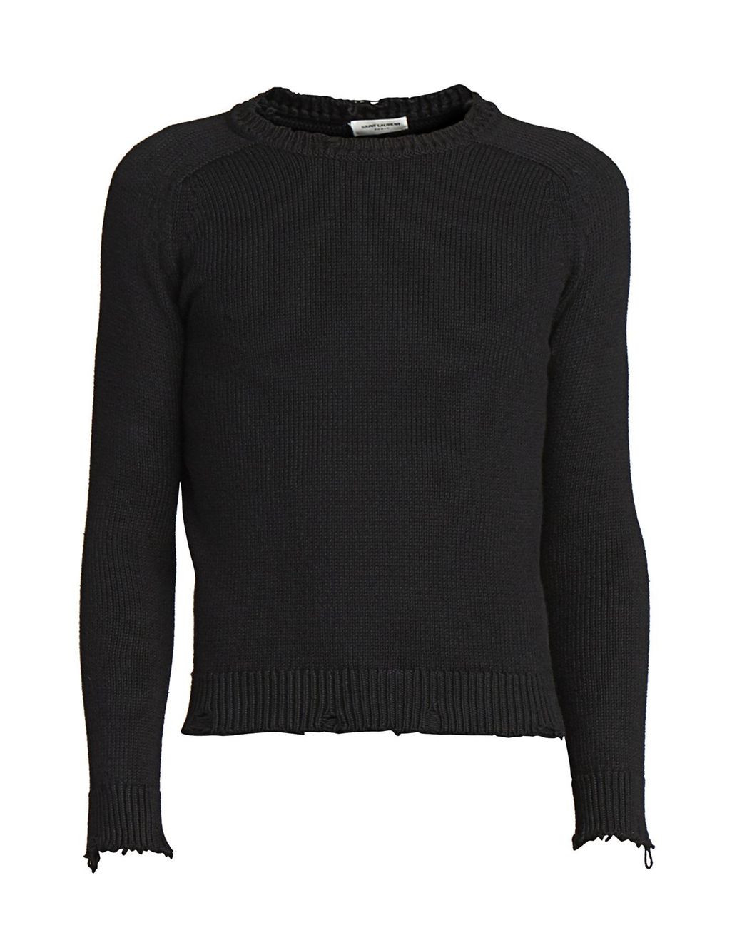 Saint Laurent Distressed Knit Pullover in Black for Men - Lyst