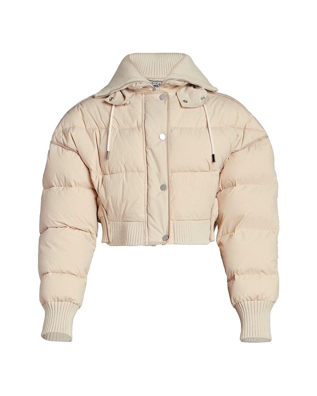 Jacquemus Synthetic Cropped Logo-stitch Puffer Jacket in Light Beige ...