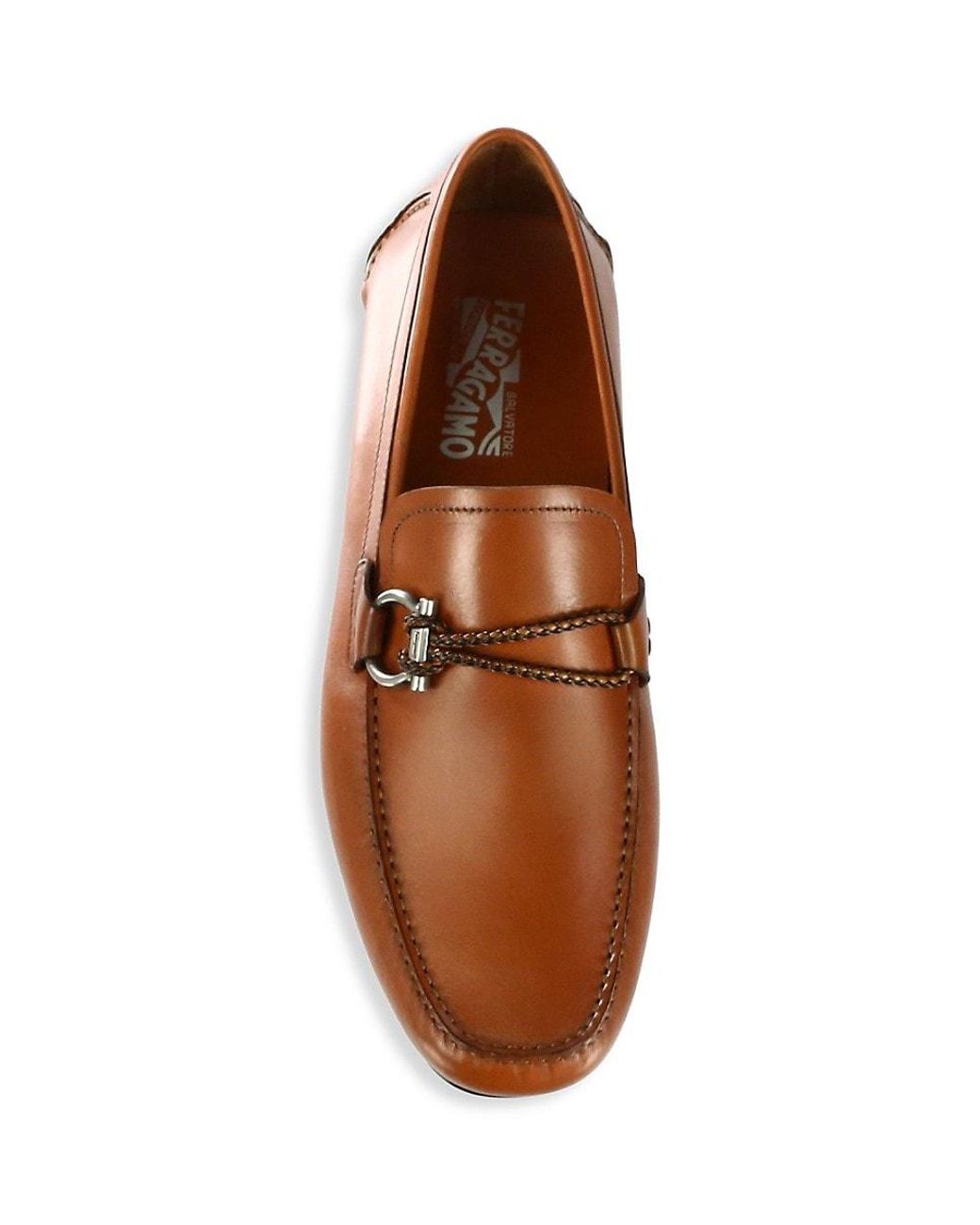 Ferragamo Gancini Leather Driver Moccasins in Brown for Men | Lyst