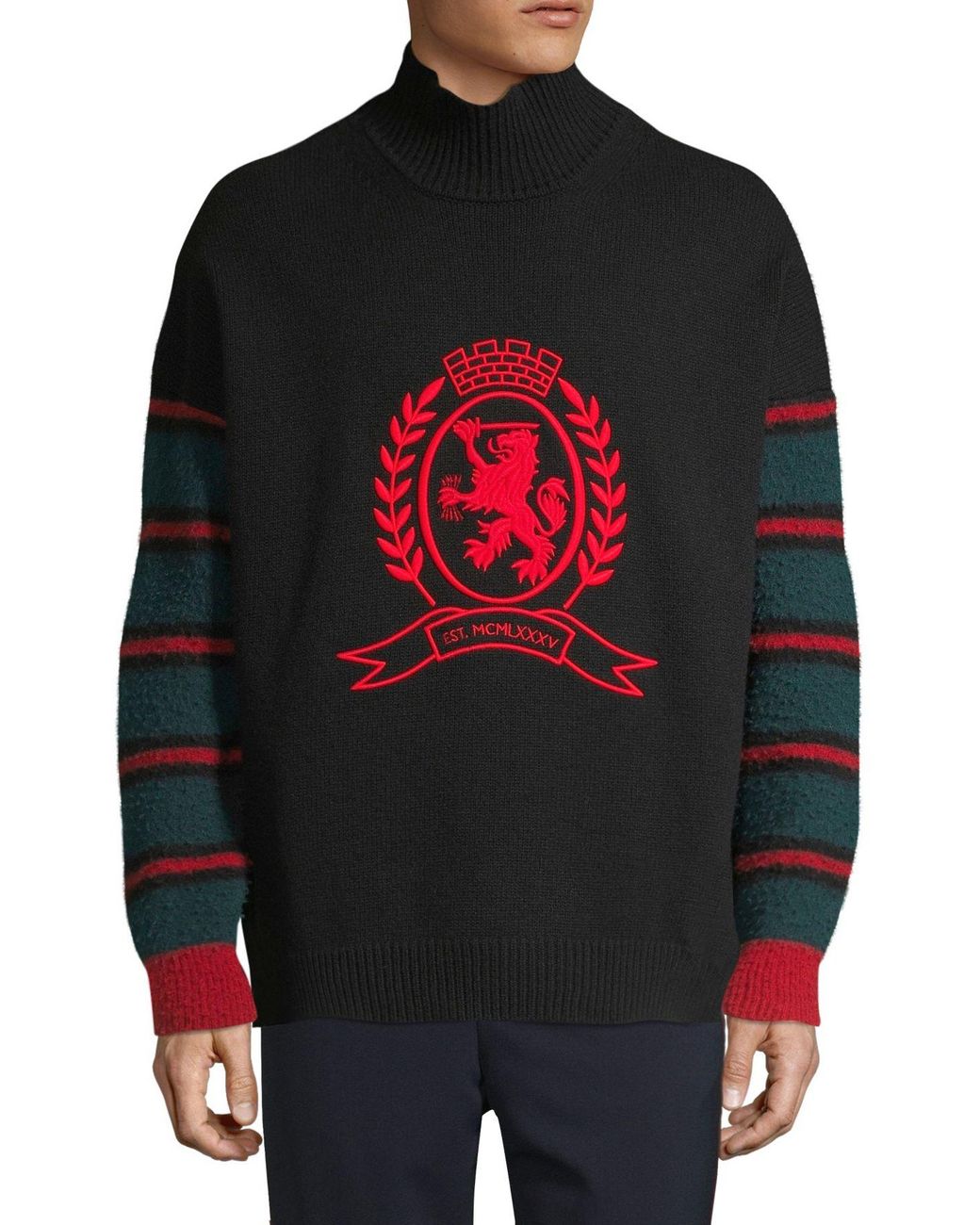 Tommy Hilfiger Wool Crest Embroidery Jumper in Black for Men | Lyst
