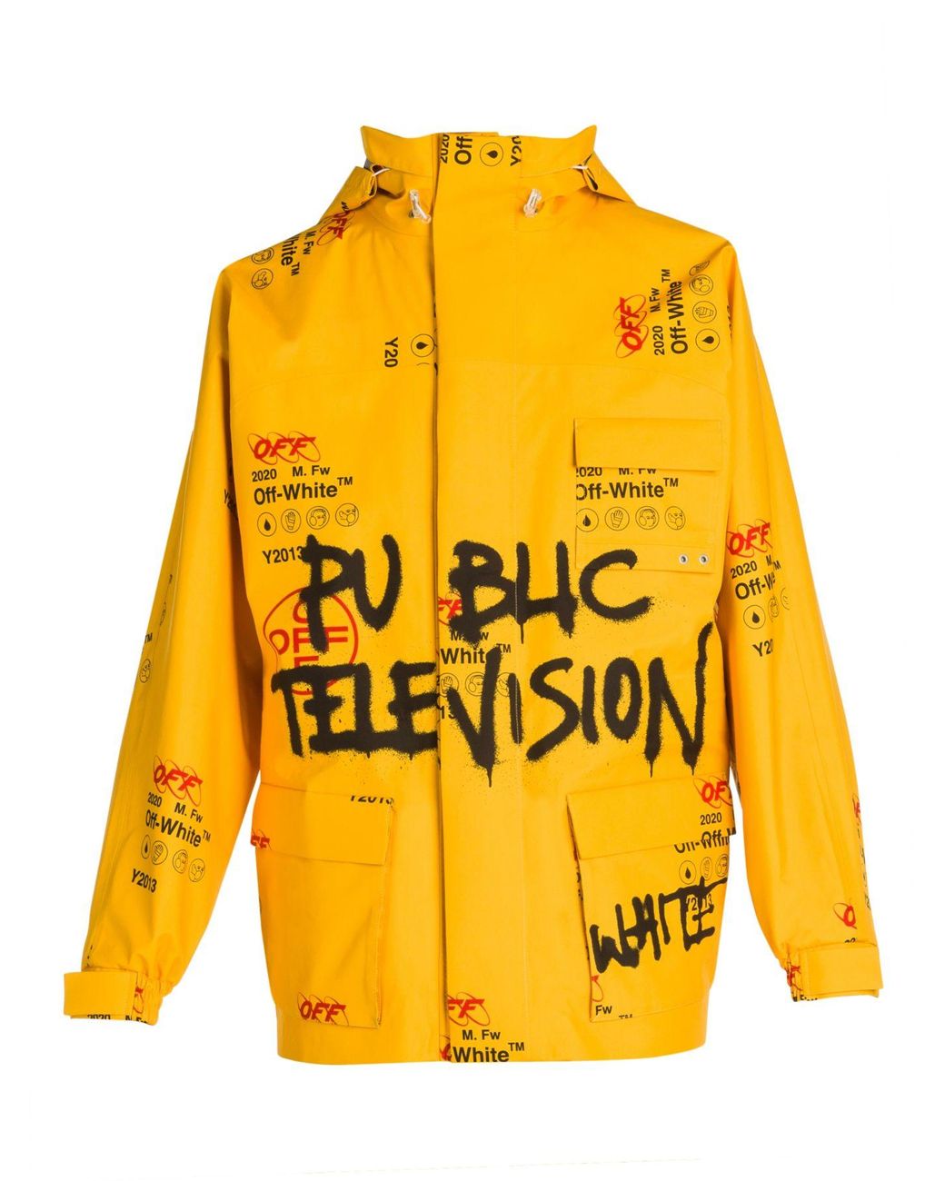 Off-White c/o Virgil Abloh Logo Print Gore-tex Jacket in Yellow 