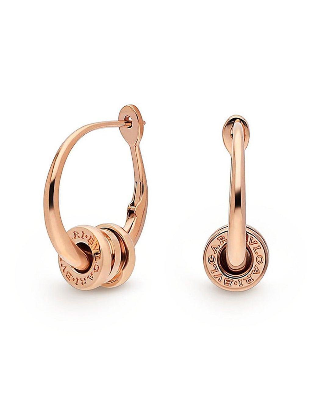 BVLGARI B.zero1 18k Rose Gold Hoop Earrings in Metallic | Lyst