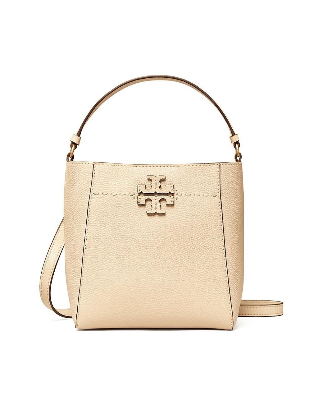Tory Burch Small Mcgraw Leather Bucket Bag in White Lyst