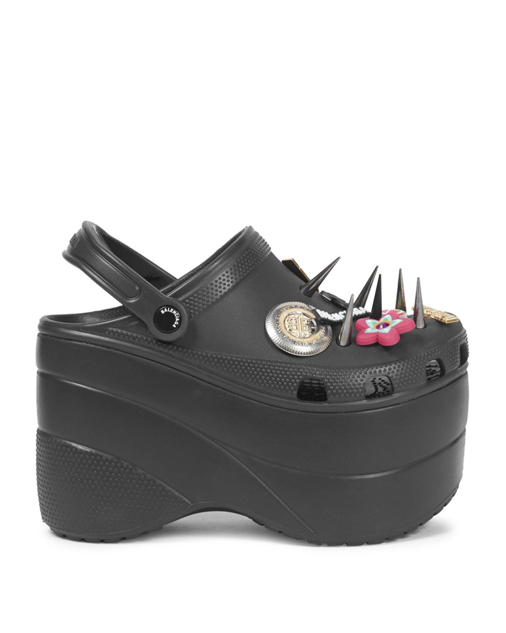 Balenciaga Black Foam Platform Crocs With Spikes | Lyst