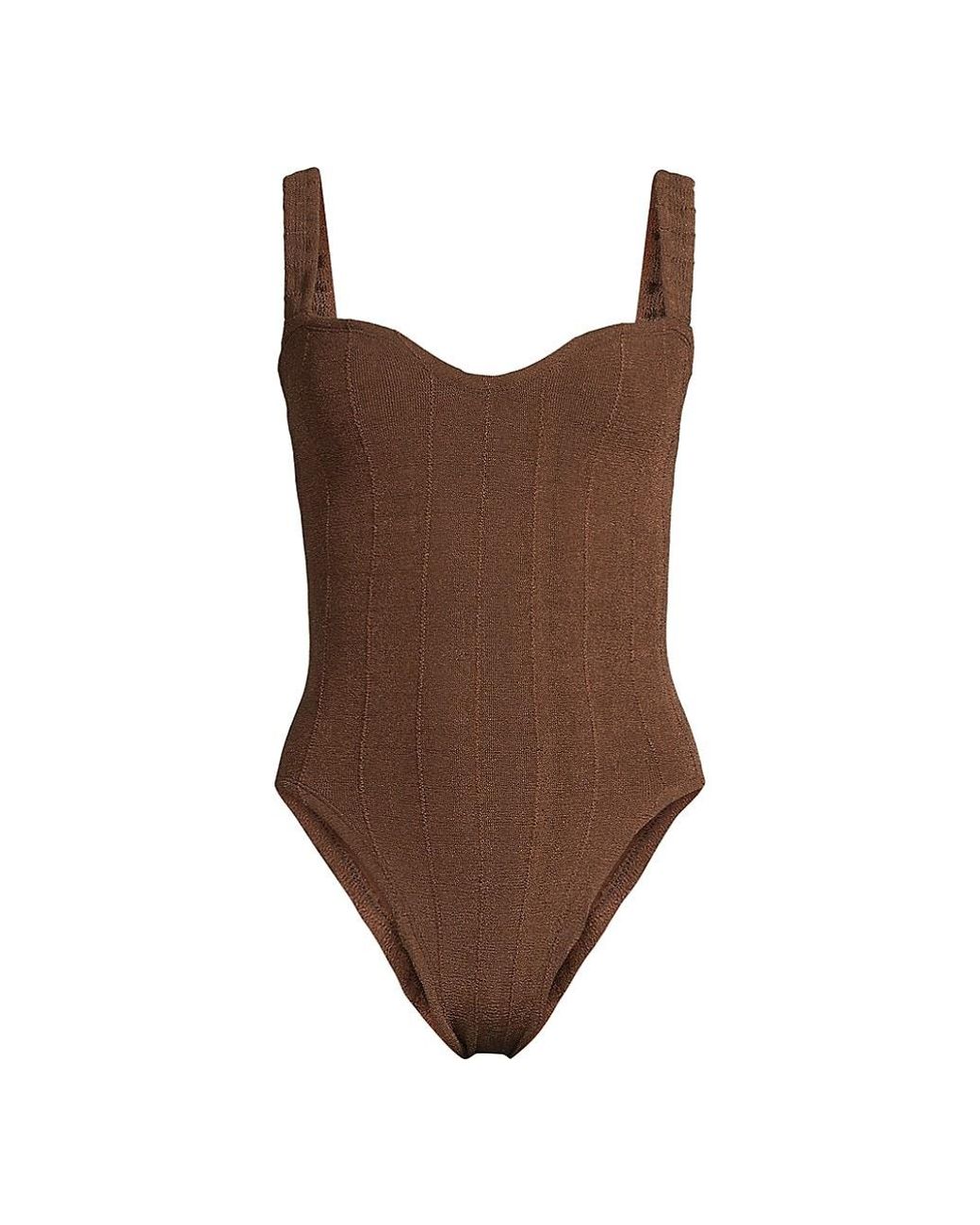 Hunza G Synthetic Sydney Nile Onepiece Swimsuit in Metallic Chocolate