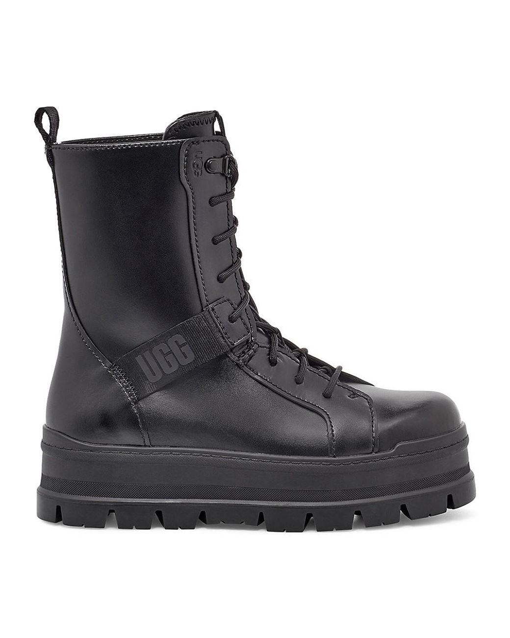 UGG Sheena Waterproof Leather Boots in Black | Lyst